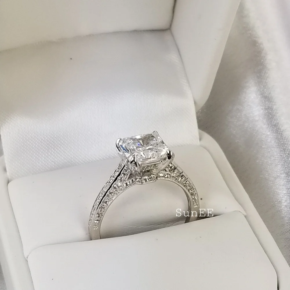 Real 925 Princess Cut Wedding Engagement Ring